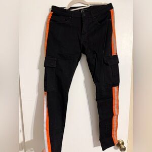 Forever 21 Cargo Pants in Black with Orange Accents